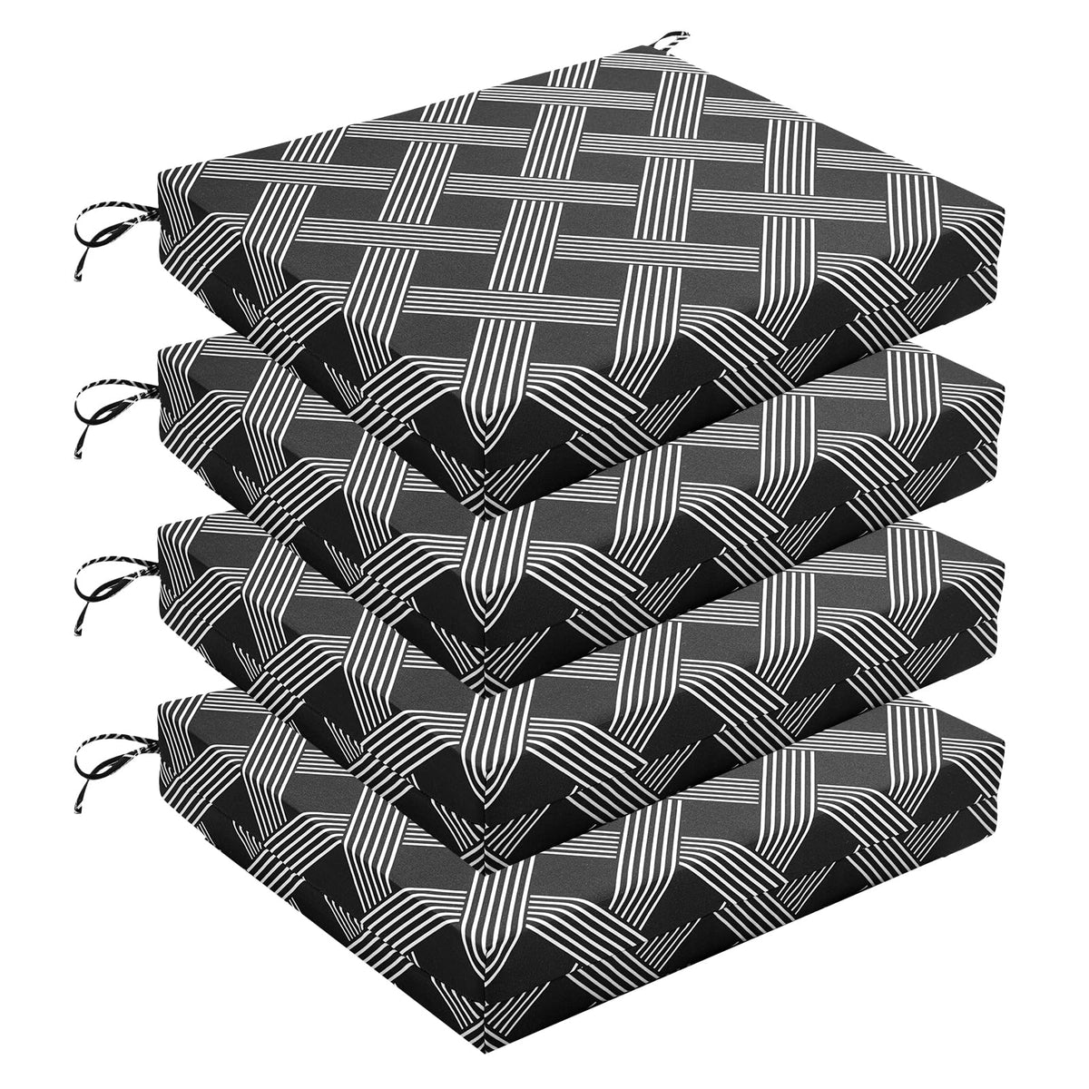 Wellsin Outdoor Chair Cushions for Patio Furniture - Outdoor Cushions for Chairs - Water Resistant Patio Chair Cushions Set of 4, 18.5"X16"X3", Flower