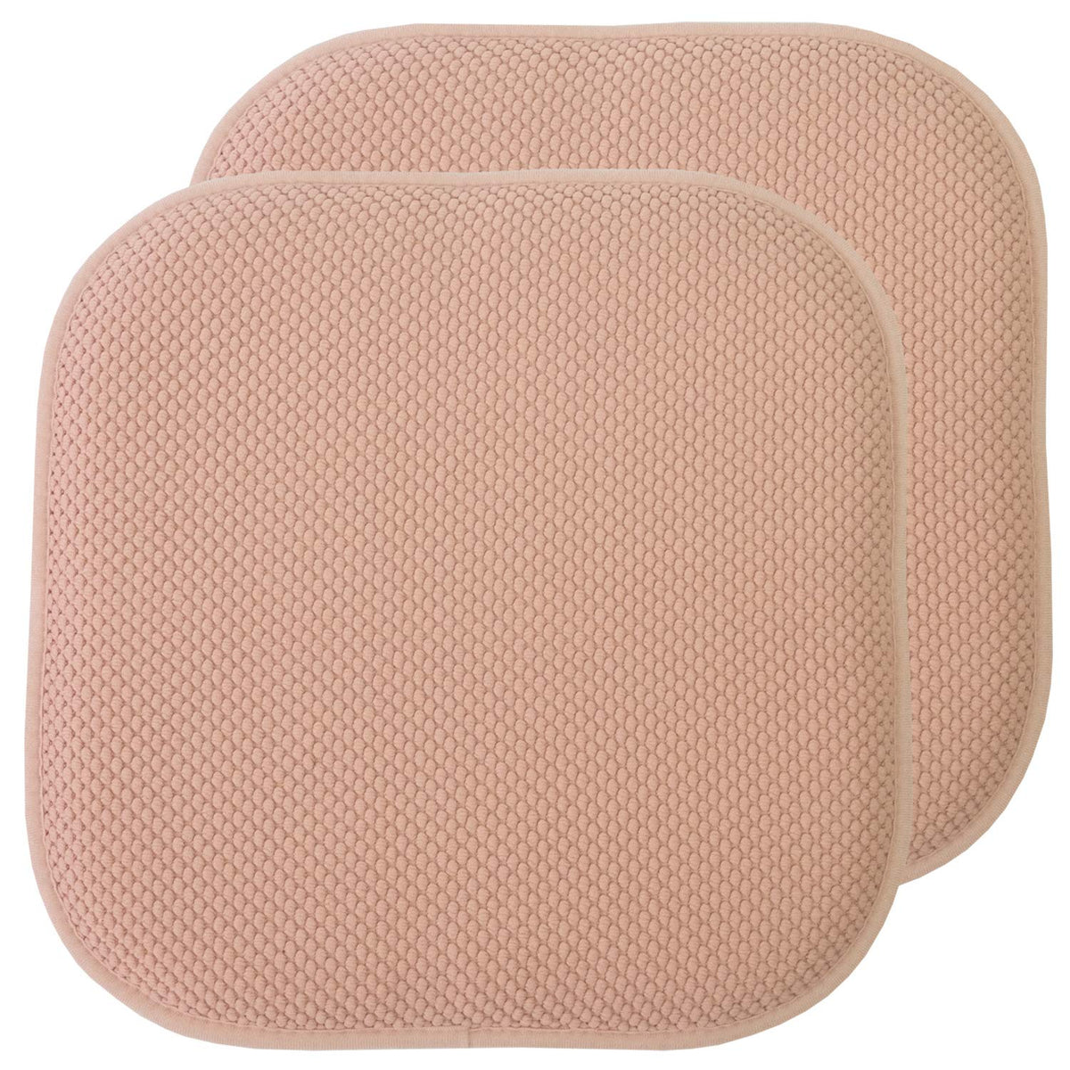 Sweet Home Collection Chair Cushion Memory Foam Pads Honeycomb Pattern Slip Non Skid Rubber Back Rounded Square 16" x 16" Seat Cover, 4 Pack, Alexis Chocolate