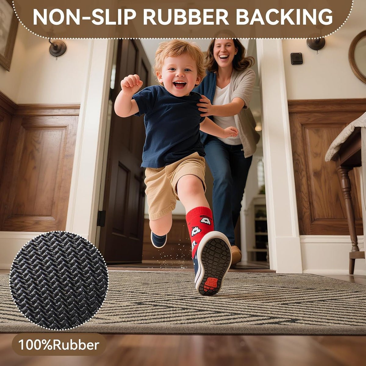 Front Door Mat Indoor Outside Entrance Non-Slip Mats Brown 17"x30"