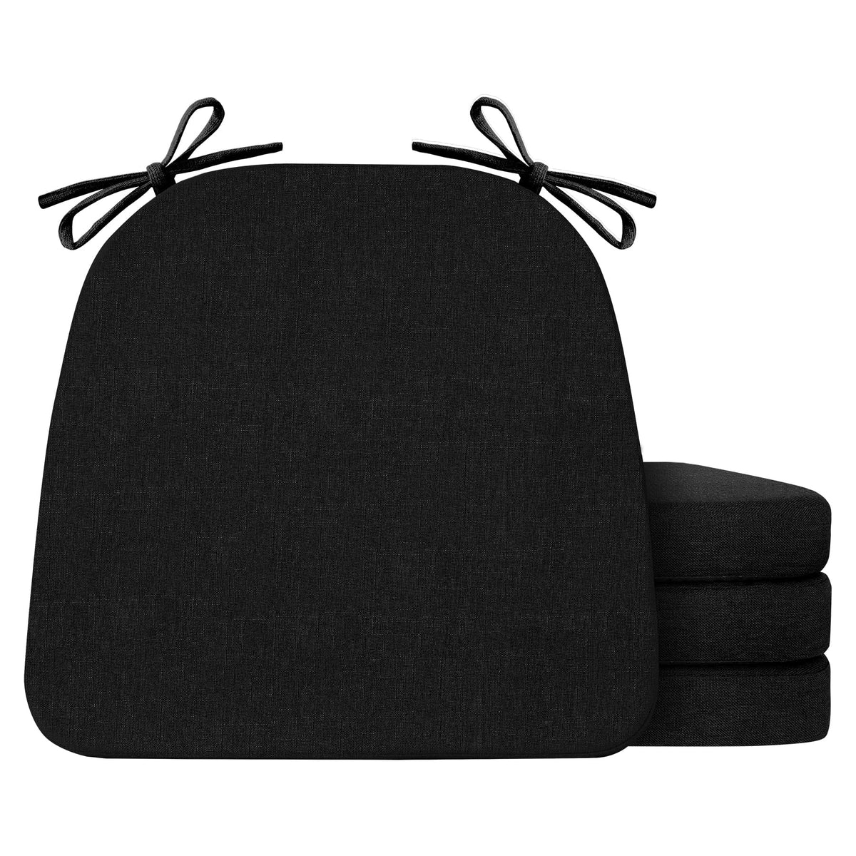 IASEAHK Chair Cushions for Dining Chairs Set of 4, Non Slip Kitchen Chair Pads, 17" x 16" x 2", Indoor Dining Chair Cushions with Ties, D-Shaped Seat Cushions for Kitchen Chairs, Beige