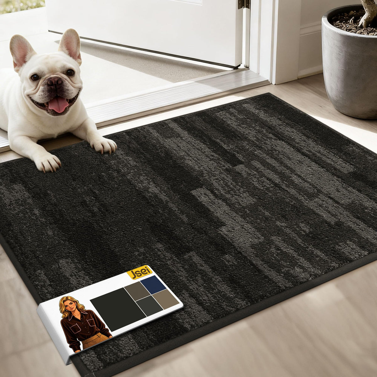 JSEI Dirt Trapper Door Mat 20"x32", Non-Slip Doormat, Blue