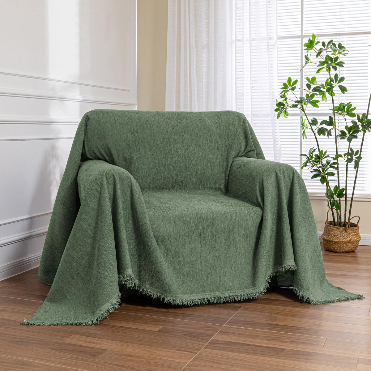 MEETSKY Couch Covers for Dogs, Washable Couch Covers, Pet Sofa Covers for 3 Cushion Couch, Chenille Thick Sectional Couch Cover Blanket Modern Furniture Protector Covers, 91" x 134", Dark Grey