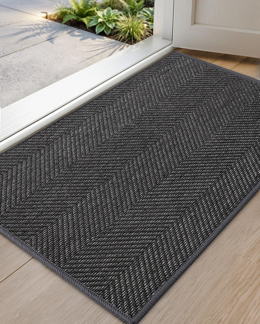 Color&Geometry Ultra Thin Indoor Door Mat 24"x36"Entrance Mat,Charcoal Grey