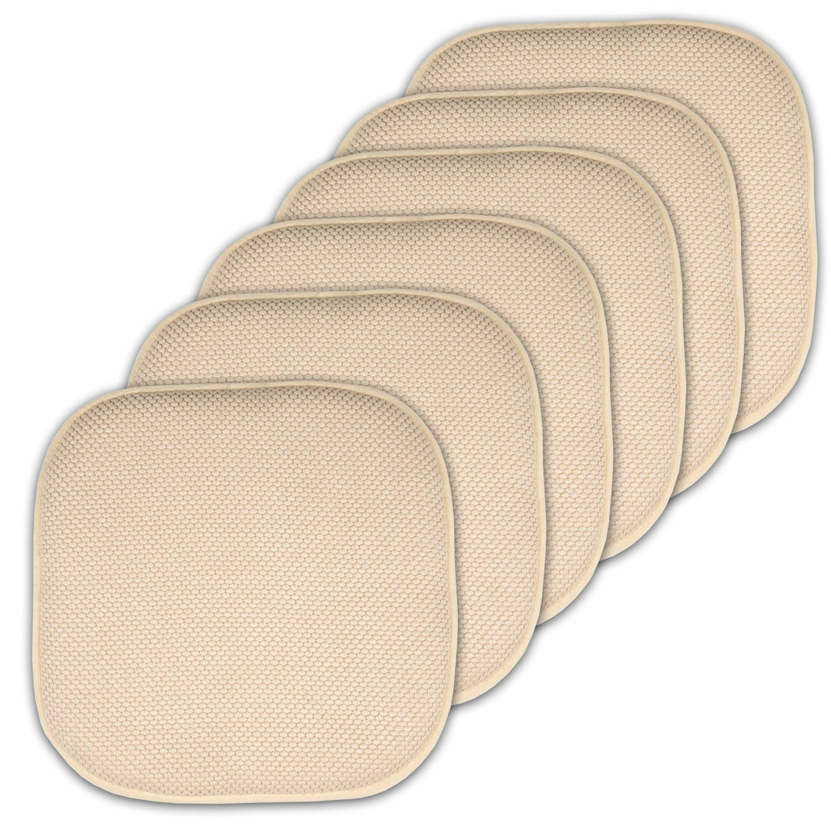 Sweet Home Collection Chair Cushion Memory Foam Pads Honeycomb Pattern Slip Non Skid Rubber Back Rounded Square 16" x 16" Seat Cover, 4 Pack, Alexis Chocolate