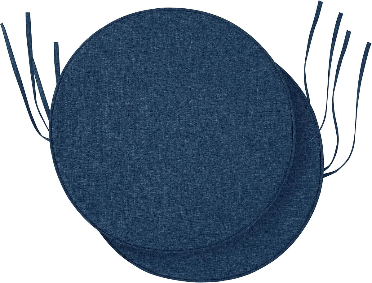 Outdoor Chair Cushions, Fade-Resistant & Water-Resistant, D Shaped Patio Furniture Seat Chair Pads Replacement with Ties, Non-Slip Bottom, Removable Cover, Set of 2, 17 x 16 Inch, Natural