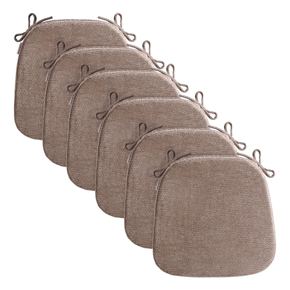 Chair Cushions for Dining Chairs, Washable Chair Pads, Brown, 4 Pack