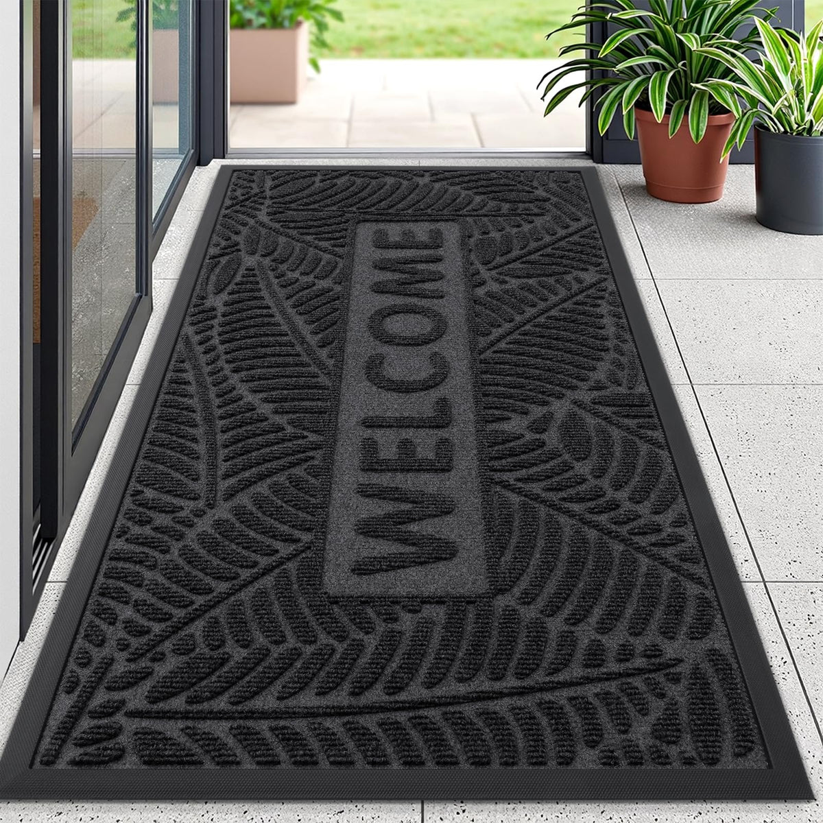Smiry Welcome Front Door Mat for Outdoor Indoor 29.5x17, All-Season Doormat