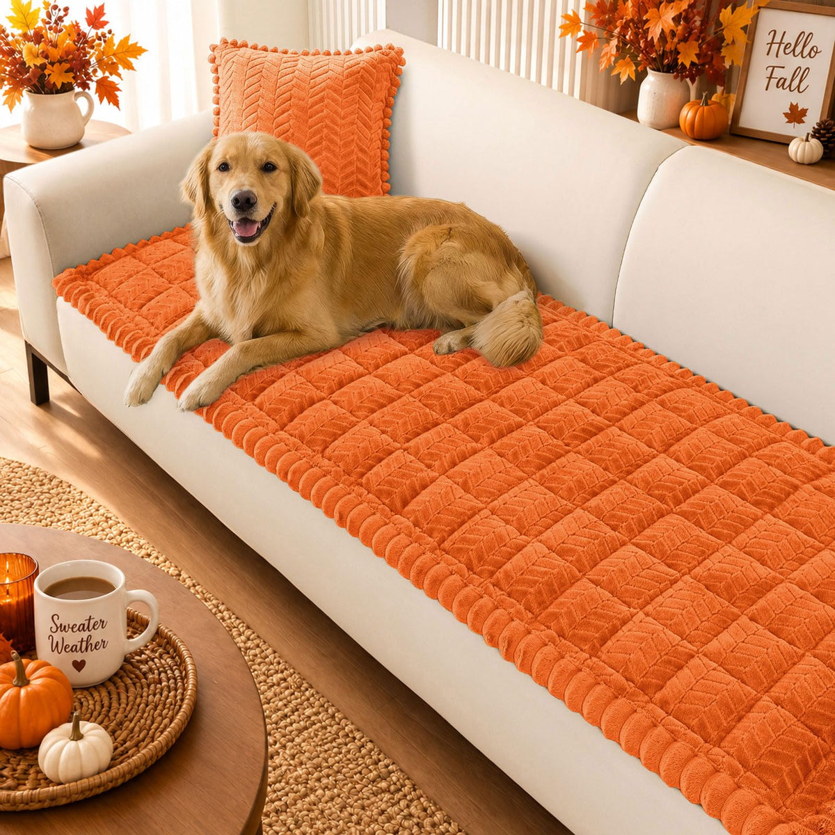 Smiry Couch Cover for Dogs, Non Slip Fuzzy Pet Sofa Covers Washable