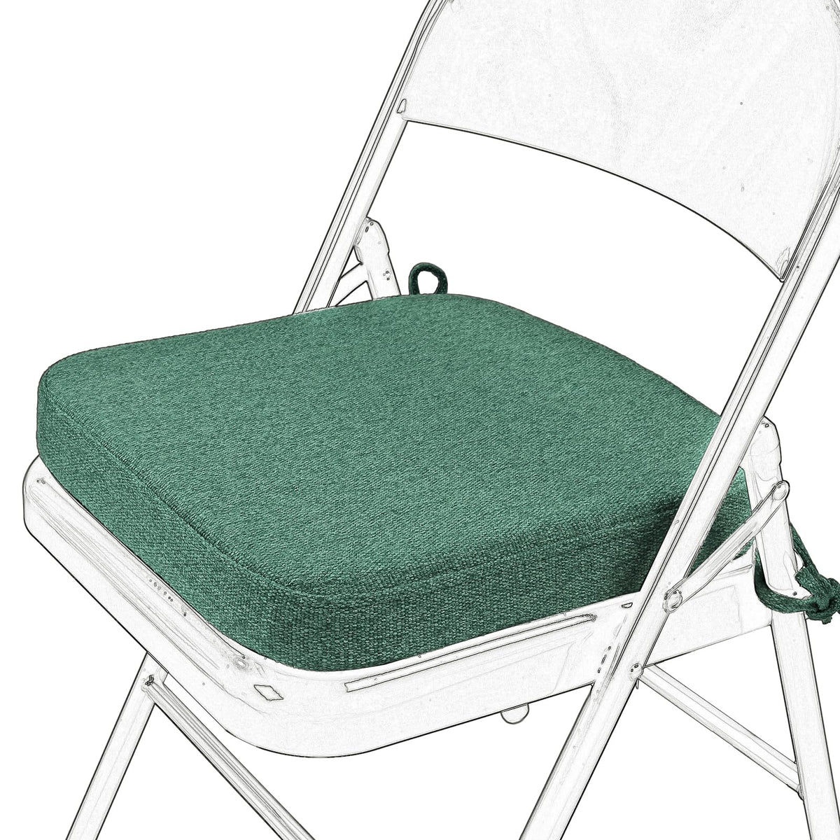 SINOSSO Memory Foam Chair Cushion for Folding Chair 1 Pcs, Thickened 2" Square Kitchen Chair Pad with Ties, Indoor Non-Slip Dining Chair Seat Cushion (1 Piece, Dark Brown)