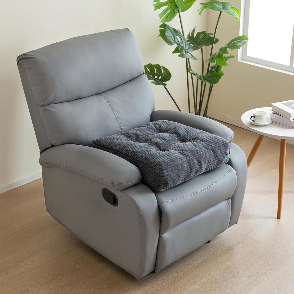 HIGOGOGO Tufted Corduroy Recliner Seat Cushion for Elderly, High Density Foam Large Square Seat Cushion for Recliner Chair, Floor Pillow, Office Chair, Car, No Pressure on Thighs, 20x20x4