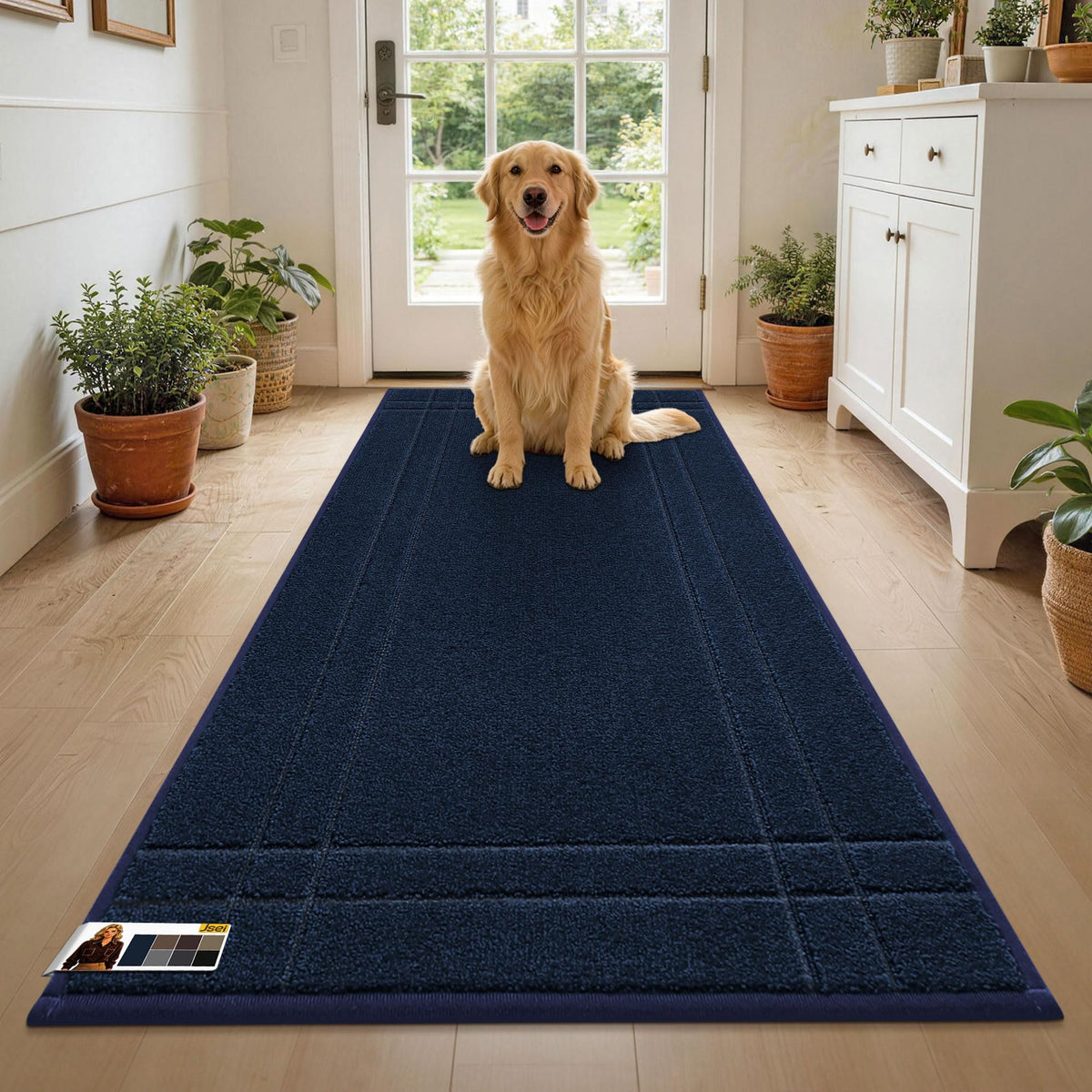 JSEI Door Mat for Entrance 20"x32", Dirt Trapper Doormat, Black