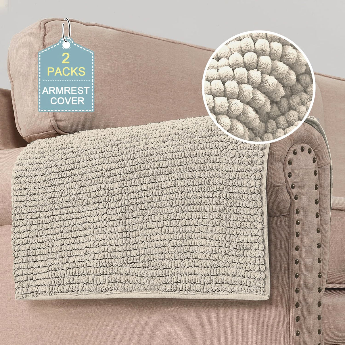H.VERSAILTEX Plush Chenille Dog Bed Cover Thick Soft Sofa Cover for 3 Cushion Couch Anti Slip Couch Cover Furniture Protector for Dog, Pet, Cat (35" x 82", Ivory)