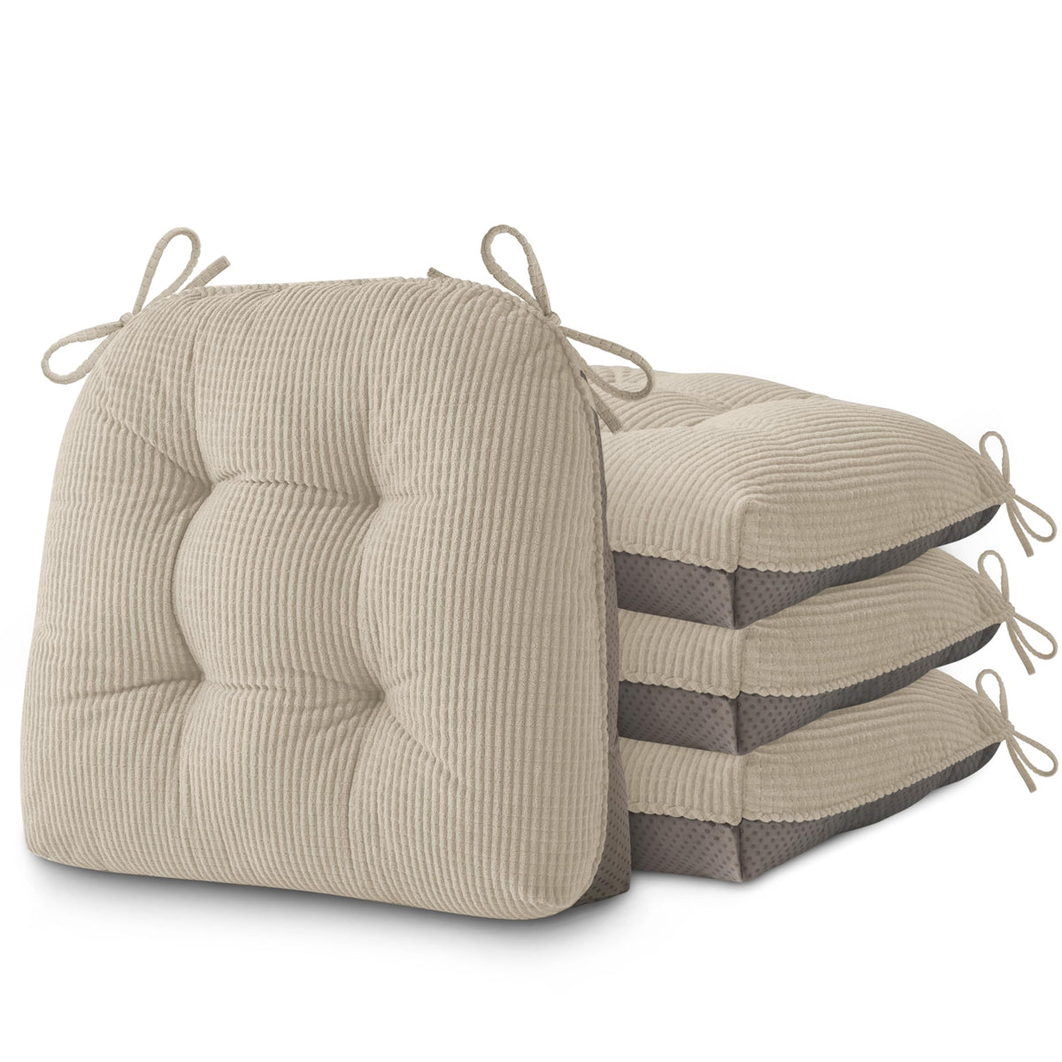AddGrace Dining Chair Cushions Set of 4 Non-Slip 18"x16"x3" Grey