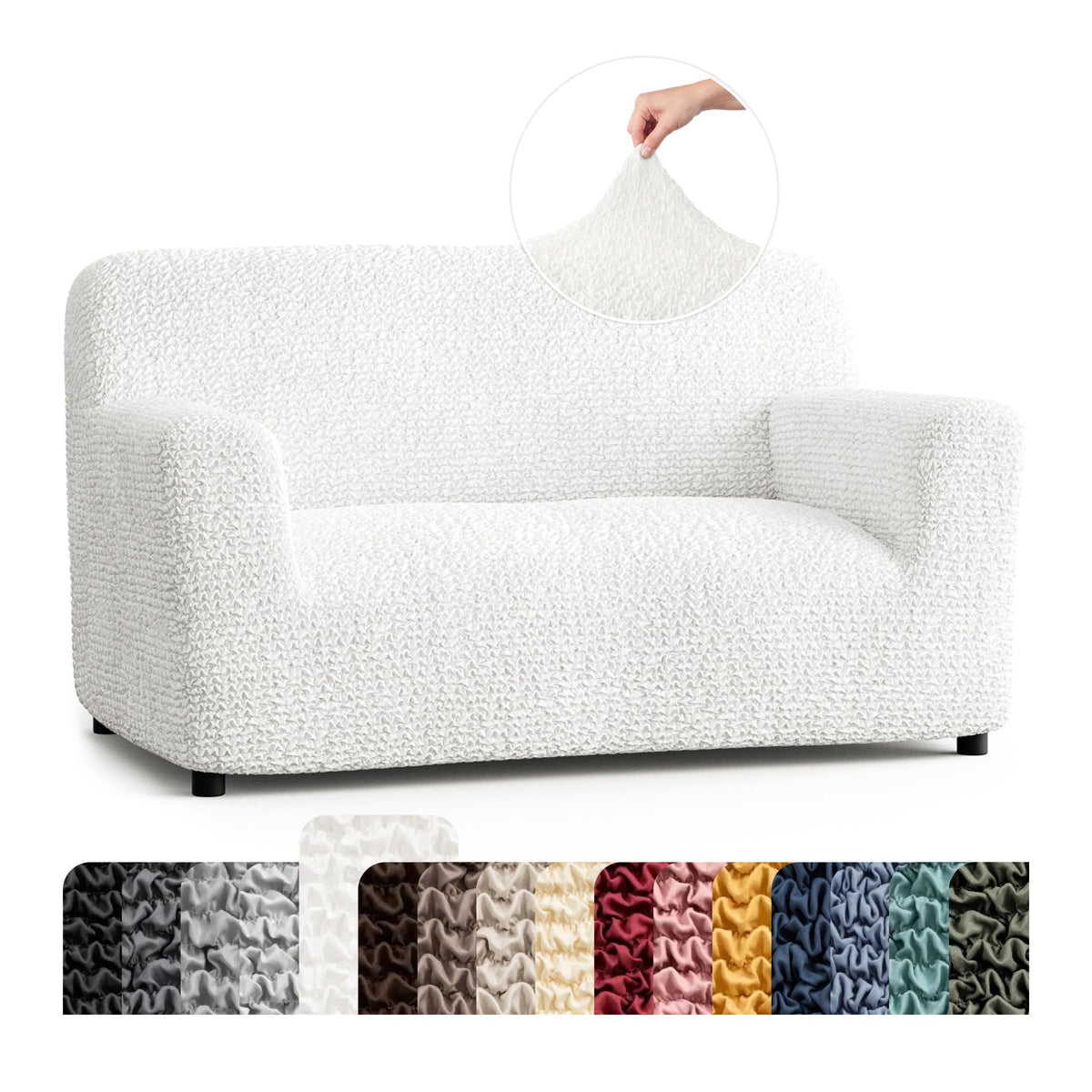 Premium Stretch Couch Covers for Sofa - Sofa Chair Cover Washable, Dogs & Pets Friendly - Elastic Polyester Loveseat Slipcovers - Non-Slip Love Seat Couch Covers - Soft Taupe (86"-120" Wide)