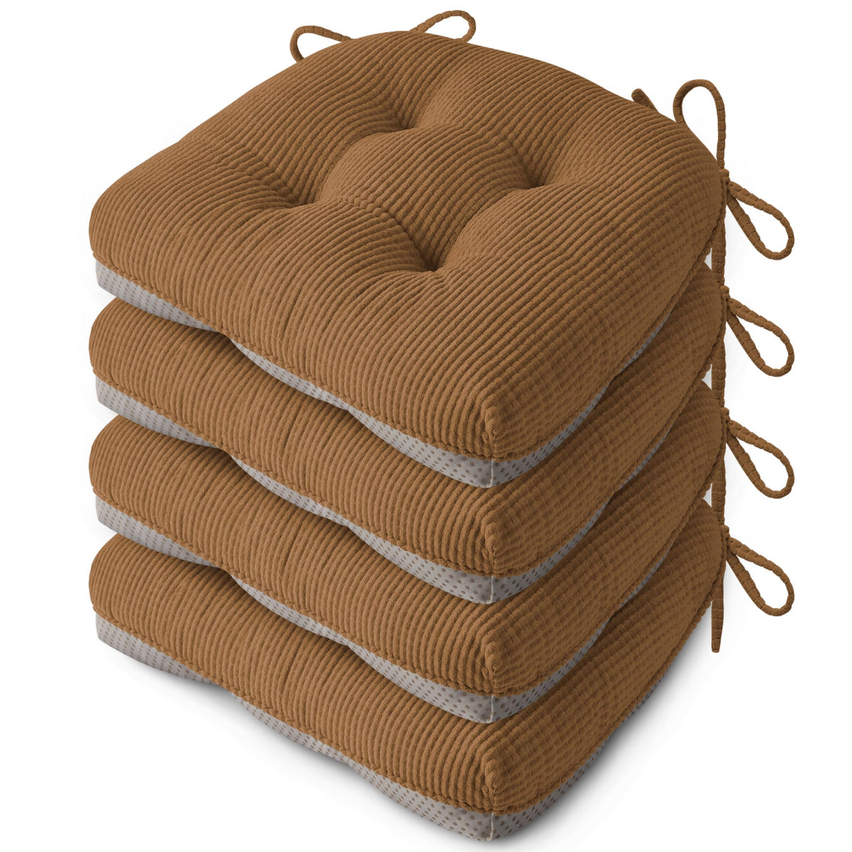 Anti Slip Kitchen Chair Cushions Set of 4 18"X16.5"X3" Beige