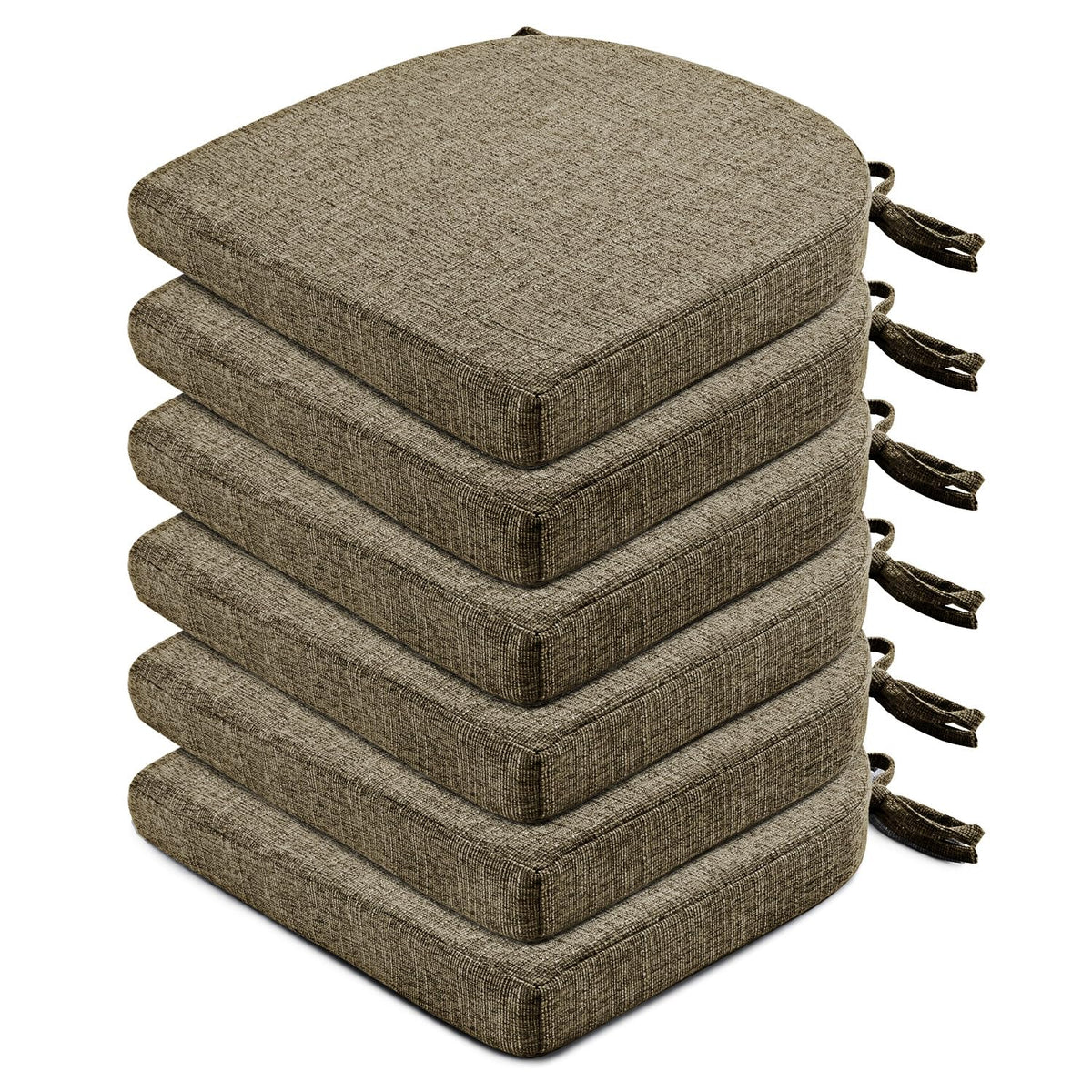 Wellsin Chair Cushions for Dining Chairs 6 Pack - Kitchen Chair Cushions with Ties and Non-Slip Backing - Dining Chair Pads 16"X16"X2", Dark Gray