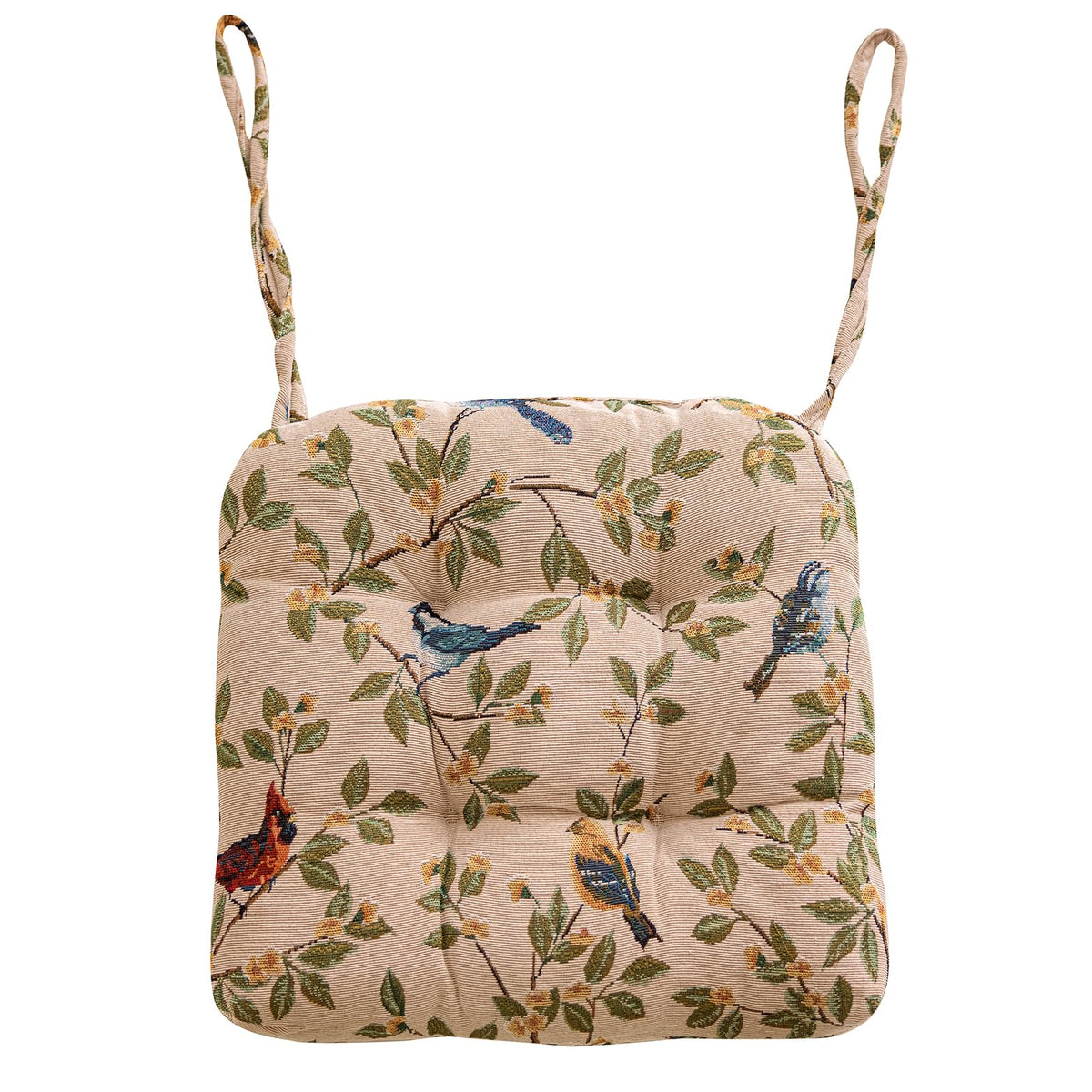 vctops Farmhouse Bird Print Chair Cushions with Ties U-Shaped Soft Comfortable Chair Pads Non Slip Seat Cushions for Indoor Dining Room and Kitchen Chairs (White,16"x16")