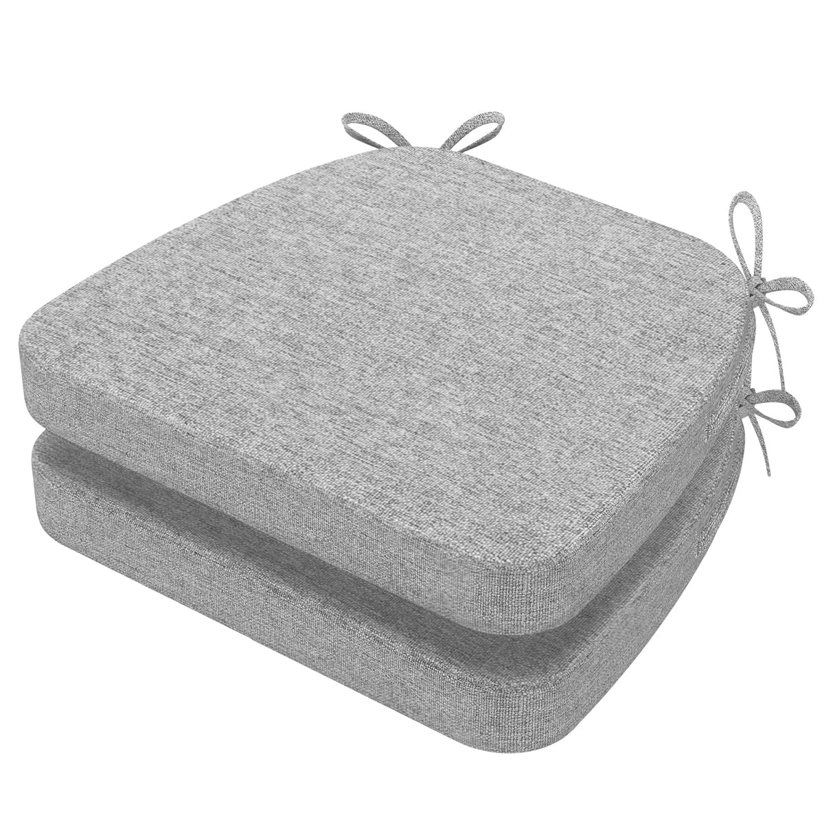 AAAAAcessories D-Shaped Chair Cushions, 2" Thick Dining Chair Pads with Ties and Removable, Machine-Washable Cover, 17" x 16", Set of 4, Oatmeal Beige