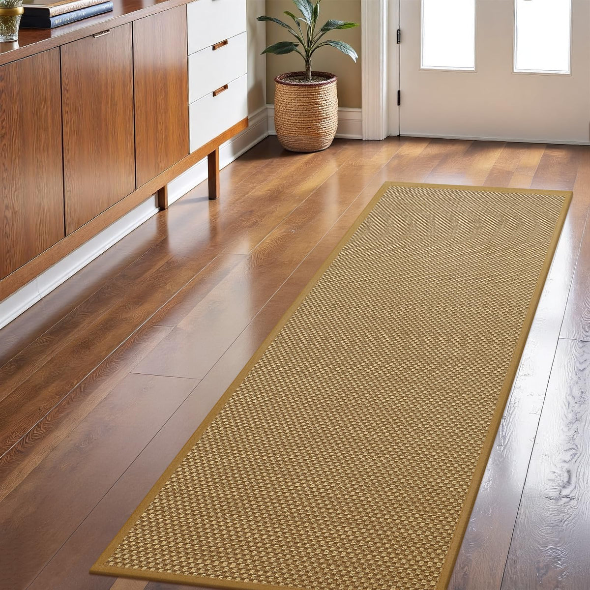 LEKEEPGO Door Mat 17"x29", Non Slip Washable Indoor Door Mat, Khaki