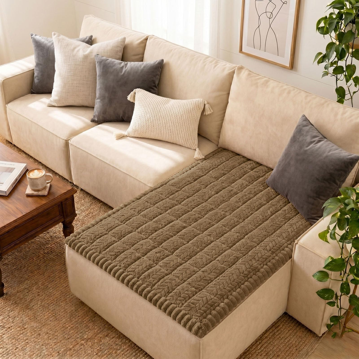 Smiry Couch Cover for Dogs, Non Slip Fuzzy Pet Sofa Covers Washable