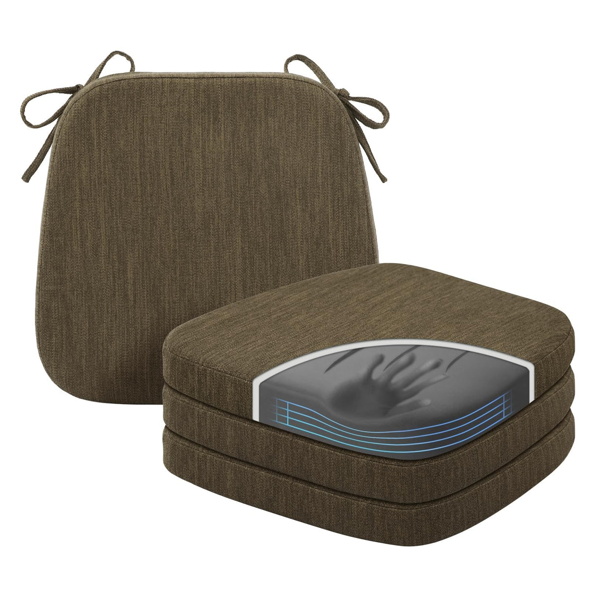 baibu Patented Dual-Layer Memory Foam Chair Cushions, 17 x 16 x 2 in, Black