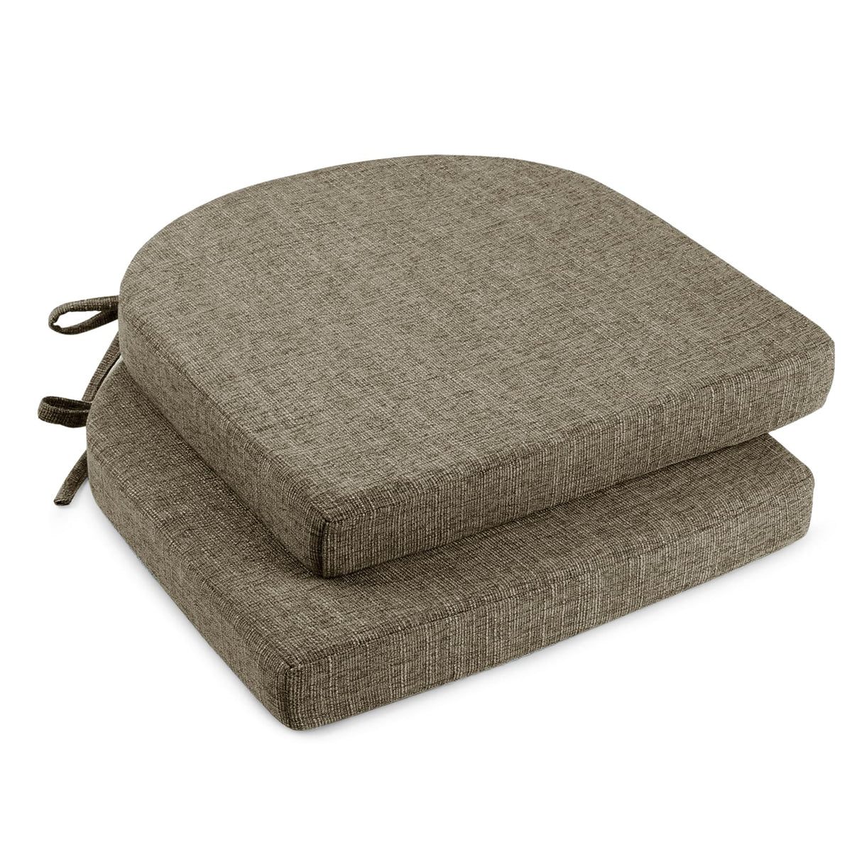 downluxe Indoor Chair Cushions for Dining Chairs, Soft and Comfortable Textured Foam Kitchen Chair Pads with Ties and Non-Slip Backing, 16" x 16" x 2", Red, 4 Pack