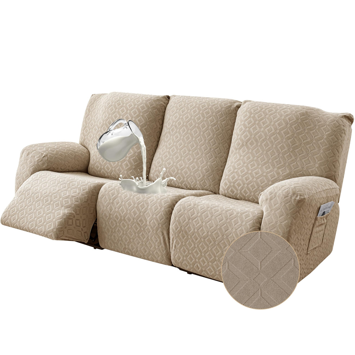 Gennia Waterproof Recliner Sofa Cover,3 Seat Couch Cover,Dark Gray