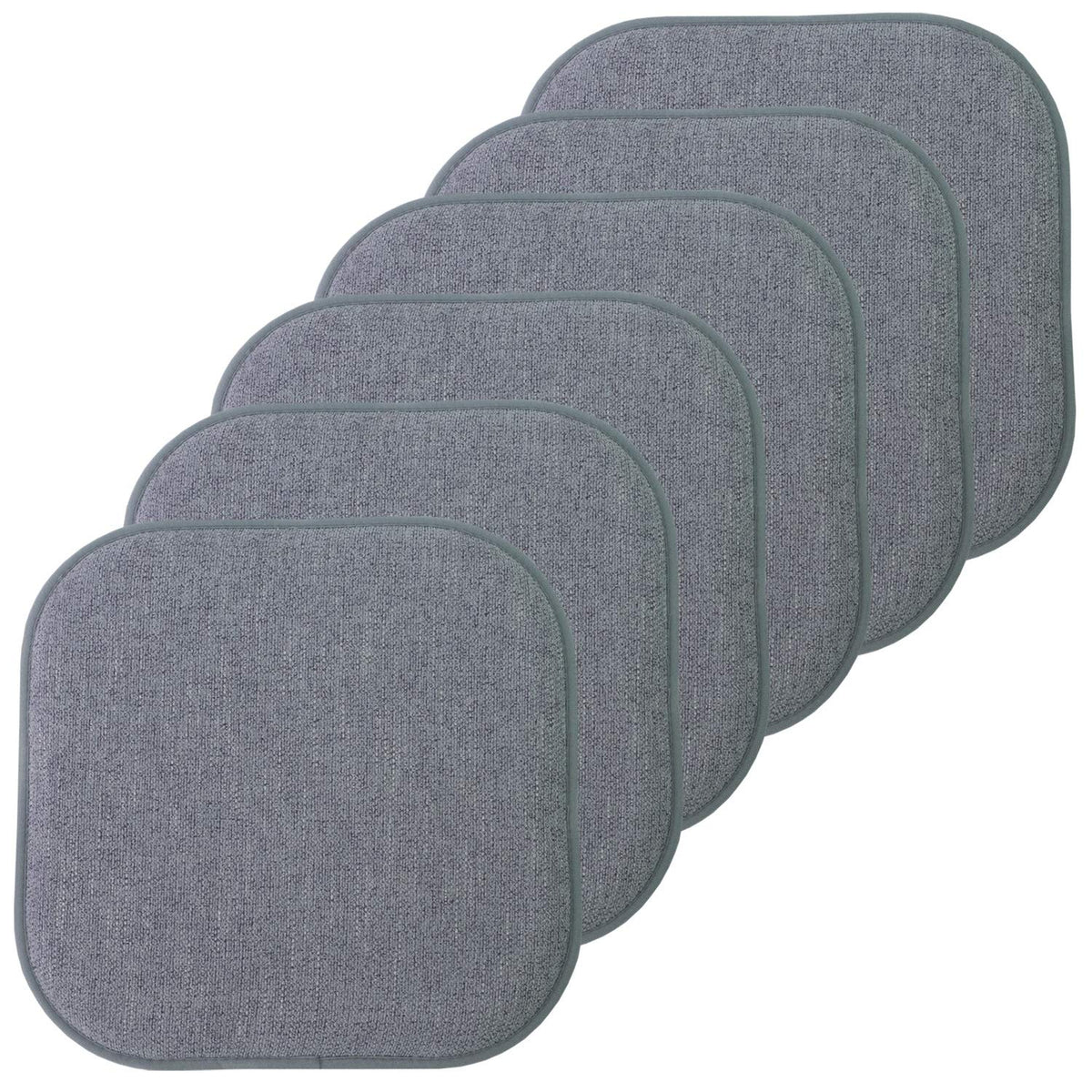 Sweet Home Collection Chair Cushion Memory Foam Pads Honeycomb Pattern Slip Non Skid Rubber Back Rounded Square 16" x 16" Seat Cover, 4 Pack, Alexis Chocolate