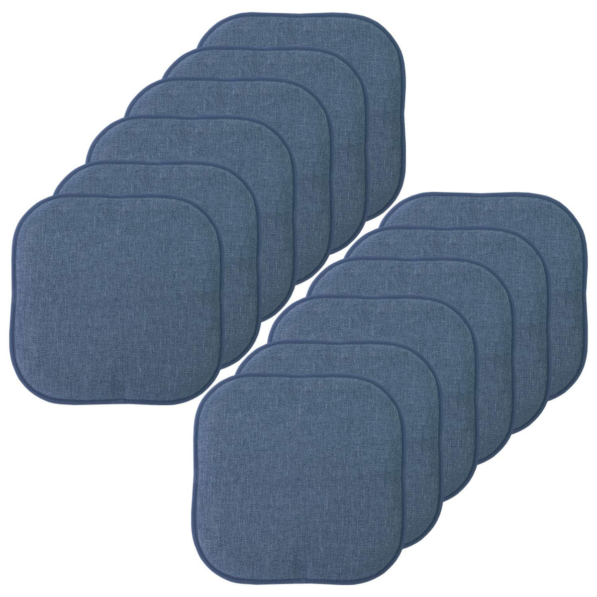 Sweet Home Collection Chair Cushion Memory Foam Pads Honeycomb Pattern Slip Non Skid Rubber Back Rounded Square 16" x 16" Seat Cover, 4 Pack, Alexis Chocolate