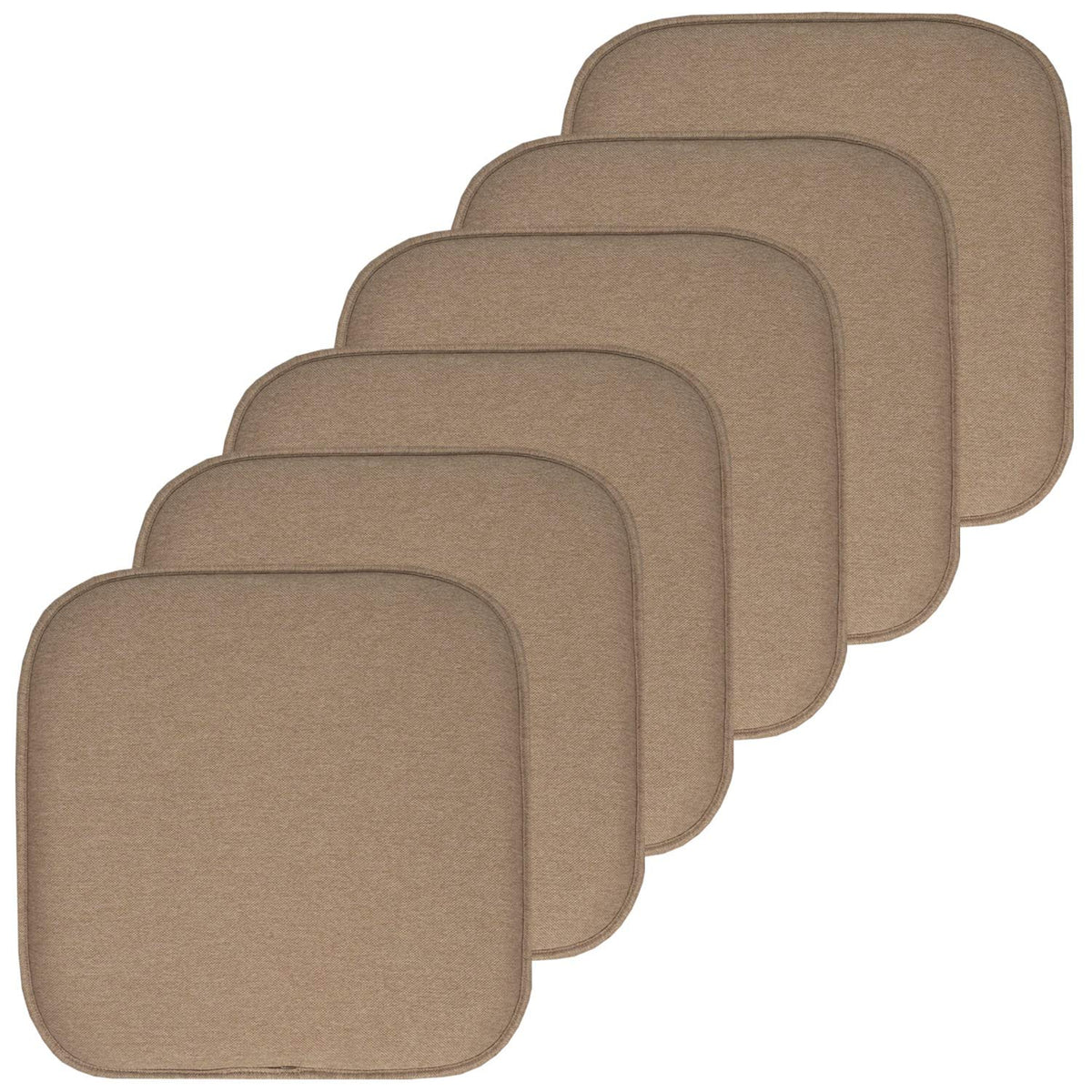 Sweet Home Collection Chair Cushion Memory Foam Pads Honeycomb Pattern Slip Non Skid Rubber Back Rounded Square 16" x 16" Seat Cover, 4 Pack, Alexis Chocolate