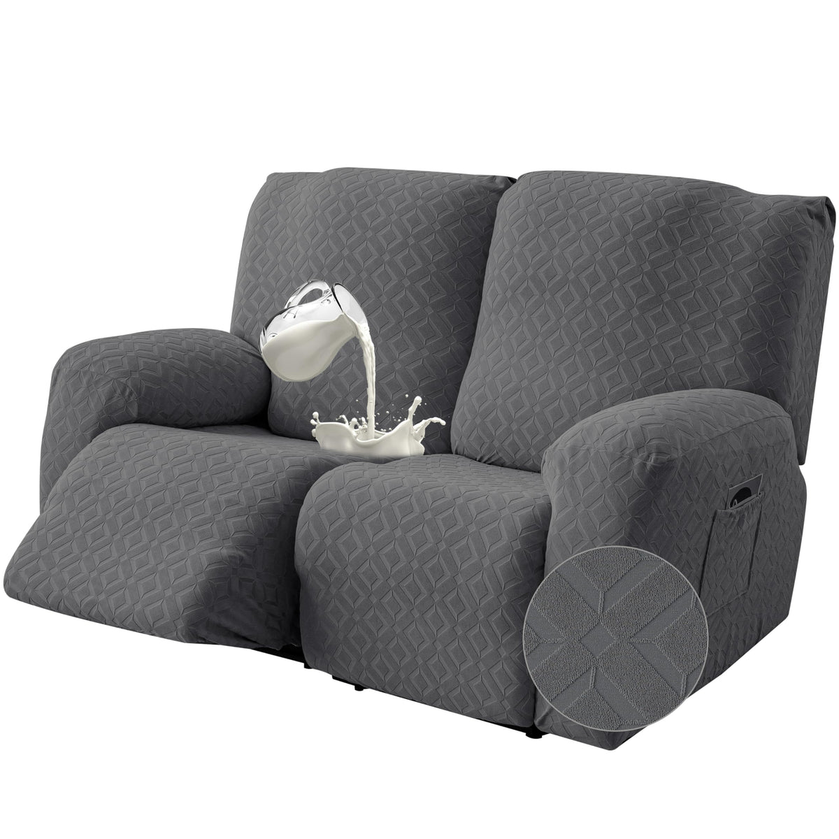 Gennia Waterproof Recliner Sofa Cover,3 Seat Couch Cover,Dark Gray