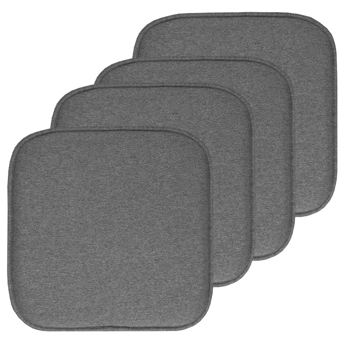 Sweet Home Collection Chair Cushion Memory Foam Pads Honeycomb Pattern Slip Non Skid Rubber Back Rounded Square 16" x 16" Seat Cover, 4 Pack, Alexis Chocolate
