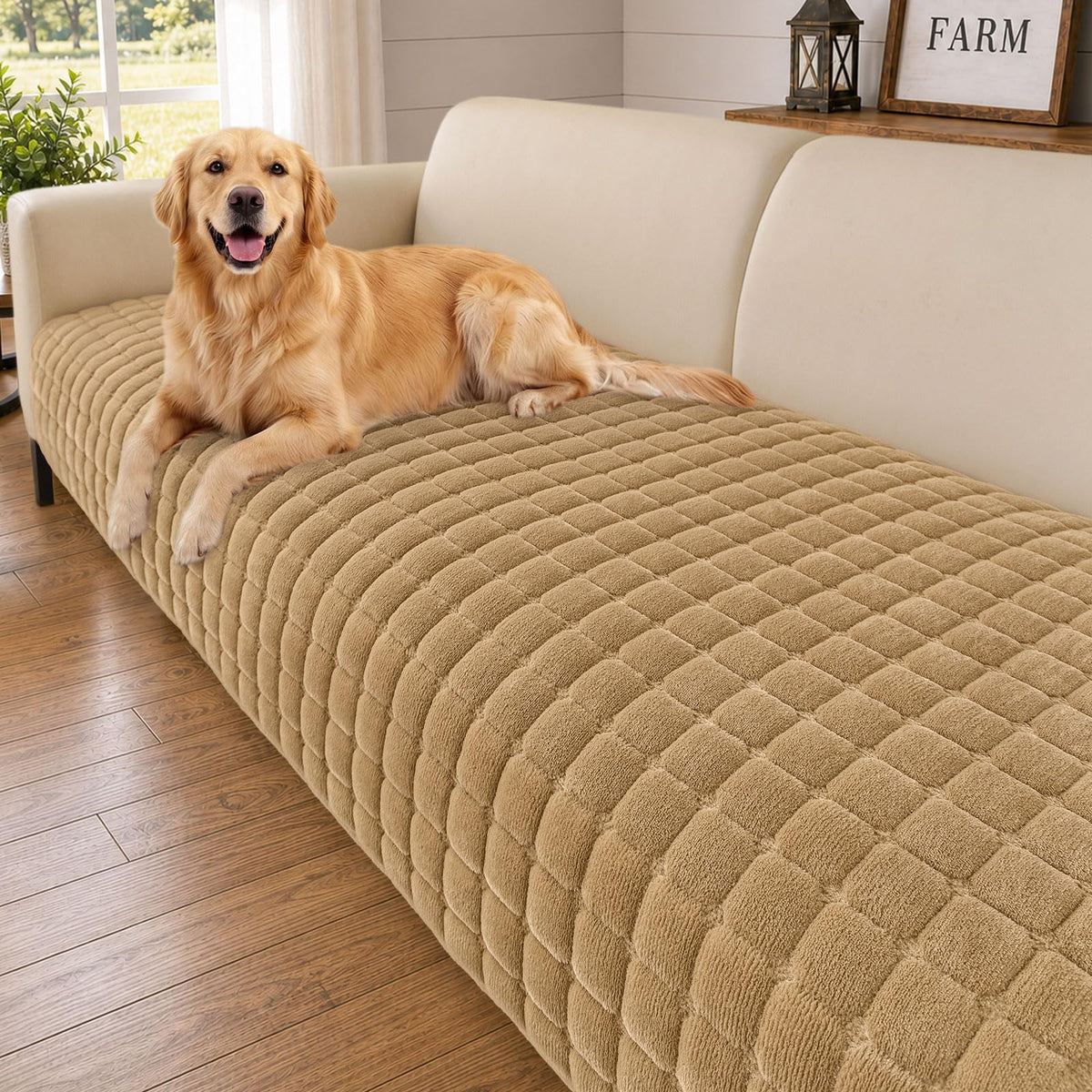 Smiry Velvet Couch Cover for Dogs, Non Slip Soft Sofa Protector for Pets
