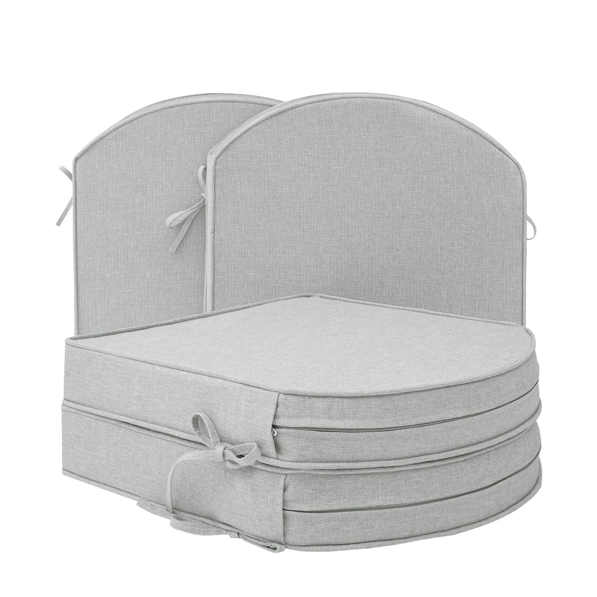 Outdoor Chair Cushions, Fade-Resistant & Water-Resistant, D Shaped Patio Furniture Seat Chair Pads Replacement with Ties, Non-Slip Bottom, Removable Cover, Set of 2, 17 x 16 Inch, Natural