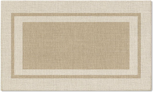 Artoid Mode Beige Absorbent Rectangle Non-Skid Doormat, Home Mats Non Slip Washable Natural Rubber Back Door Mat Floor Mat for 17x29 Inch