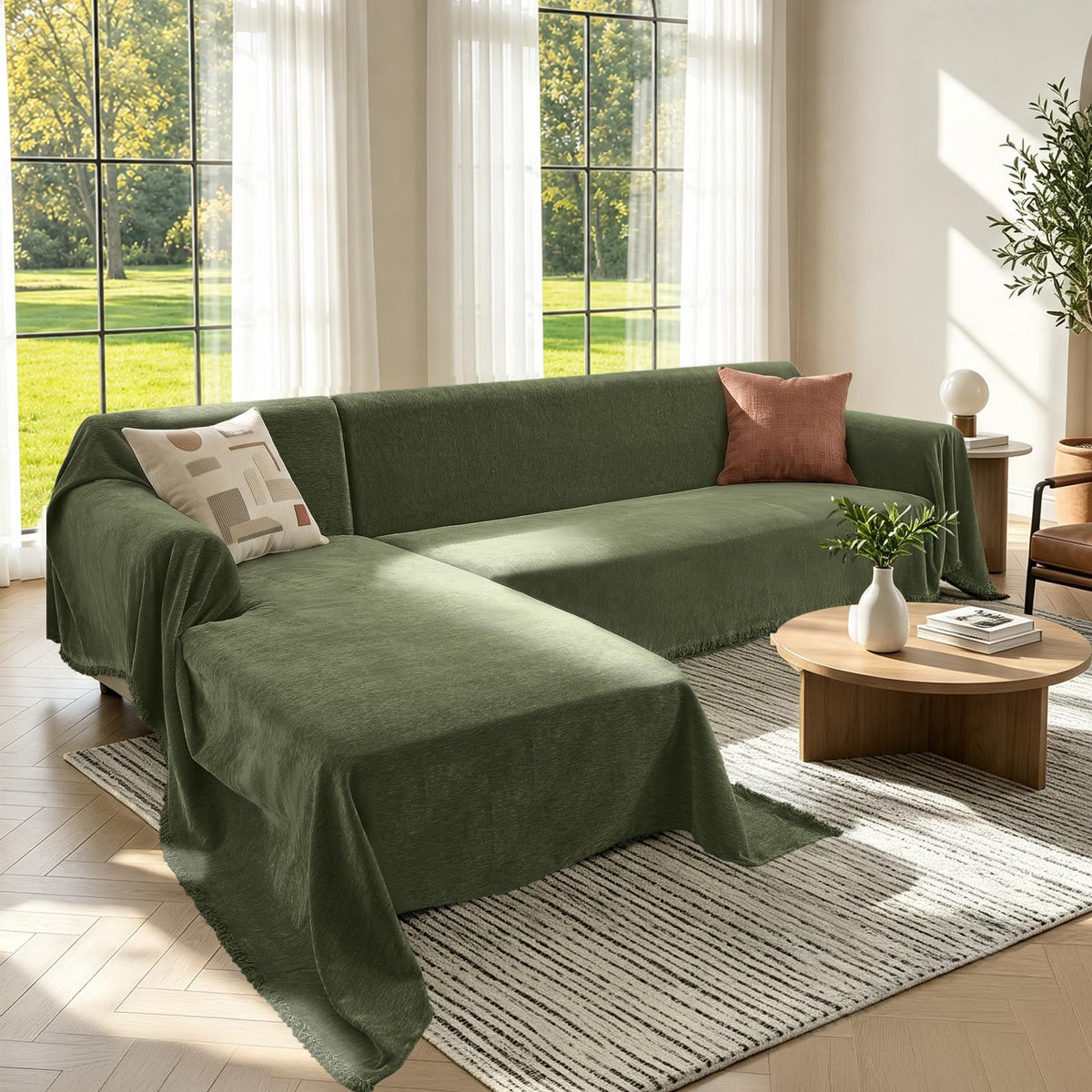 CAPALOCA Sectional Couch Covers for Sofa Washable L Shaped Couch Cover XL