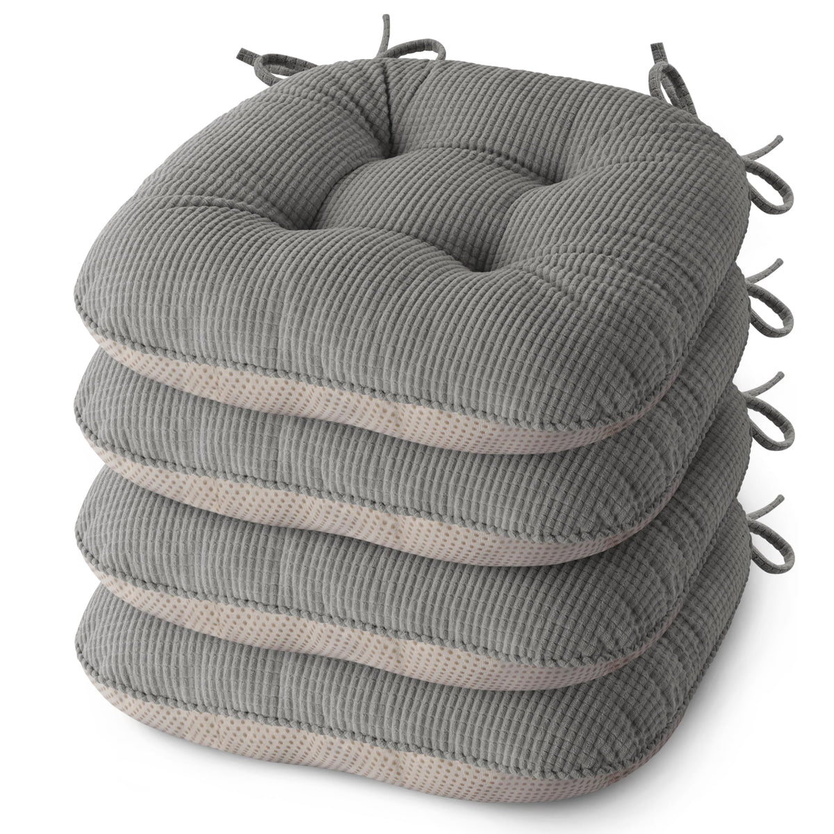 Indoor Dining Chair Cushions Set of 2, 17"X16"X3", Cream