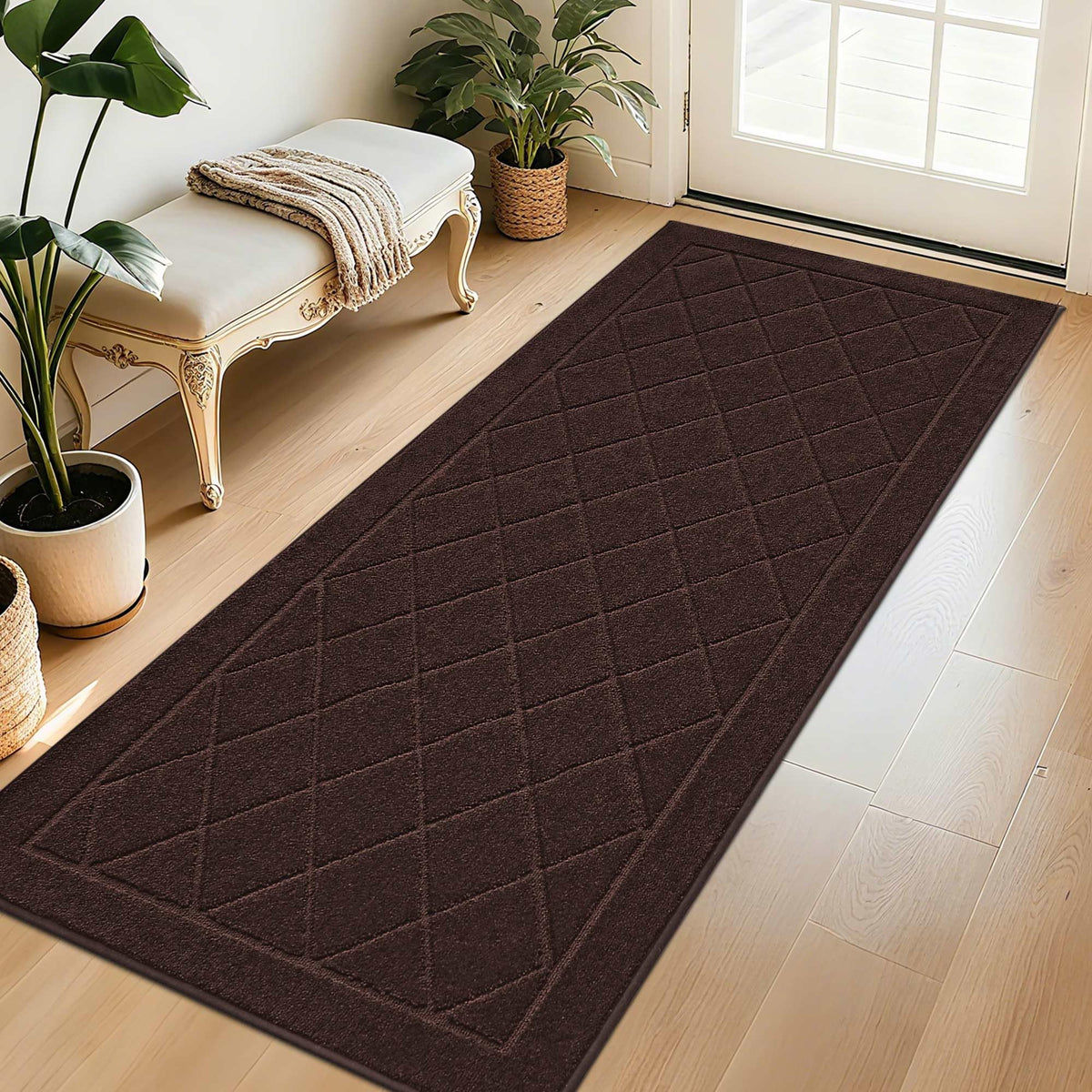 BEQHAUSE Dirt Trapper Door Mat 20" x 32", Doormat Non-Slip, Navy Blue