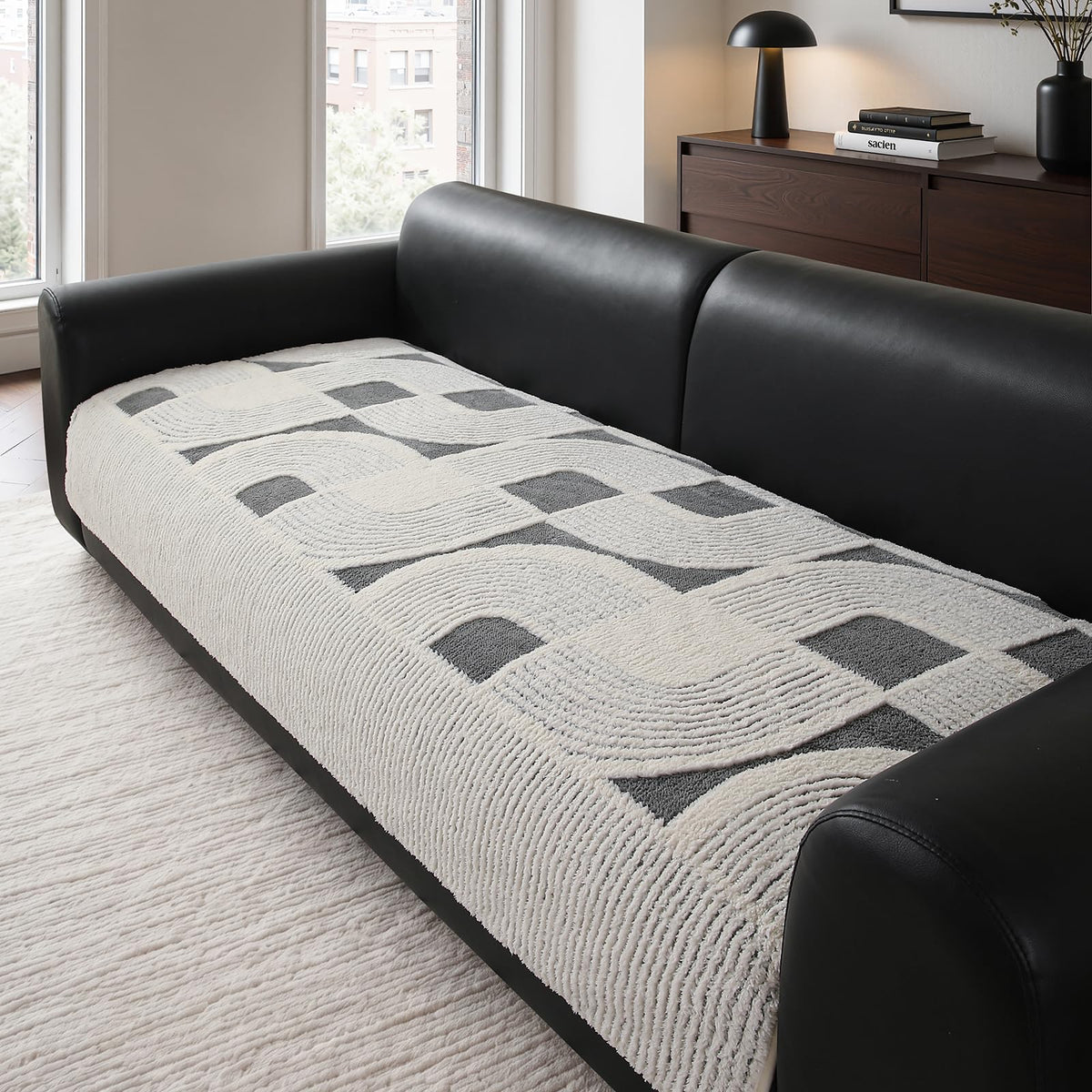 OHSIO Geometric Couch Cover, Sofa Seat Cushion Cover(Brown,35''x 70.8'')