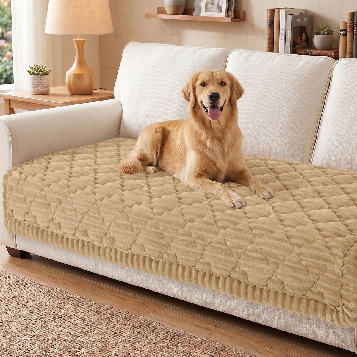 Smiry Couch Cover for Dogs Washable, Non Slip Fuzzy Pet Sofa Protector