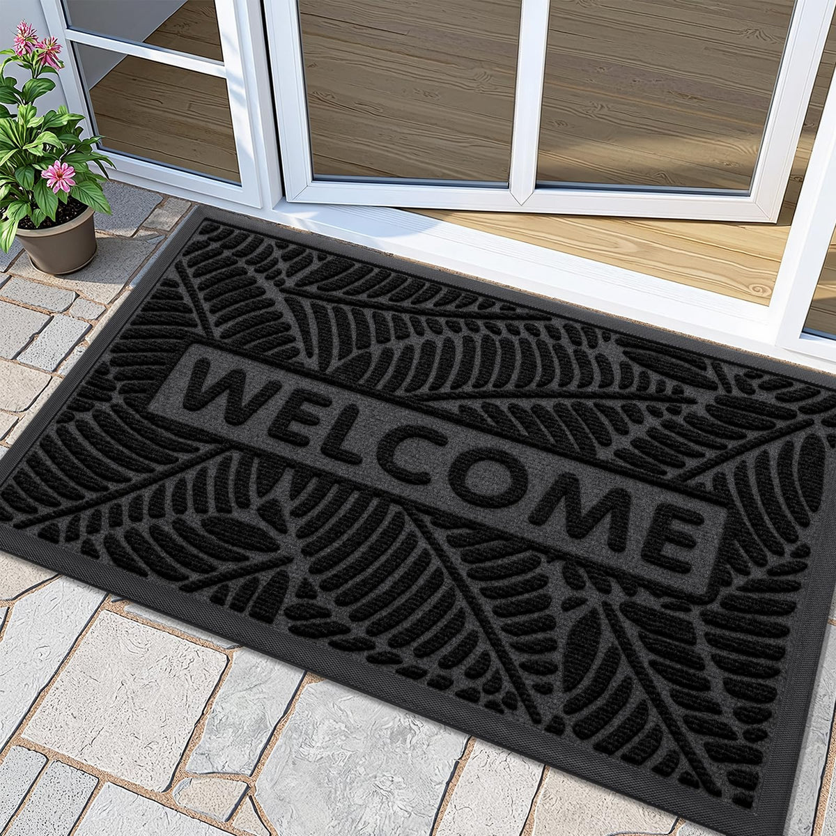 Smiry Welcome Front Door Mat for Outdoor Indoor 29.5x17, All-Season Doormat