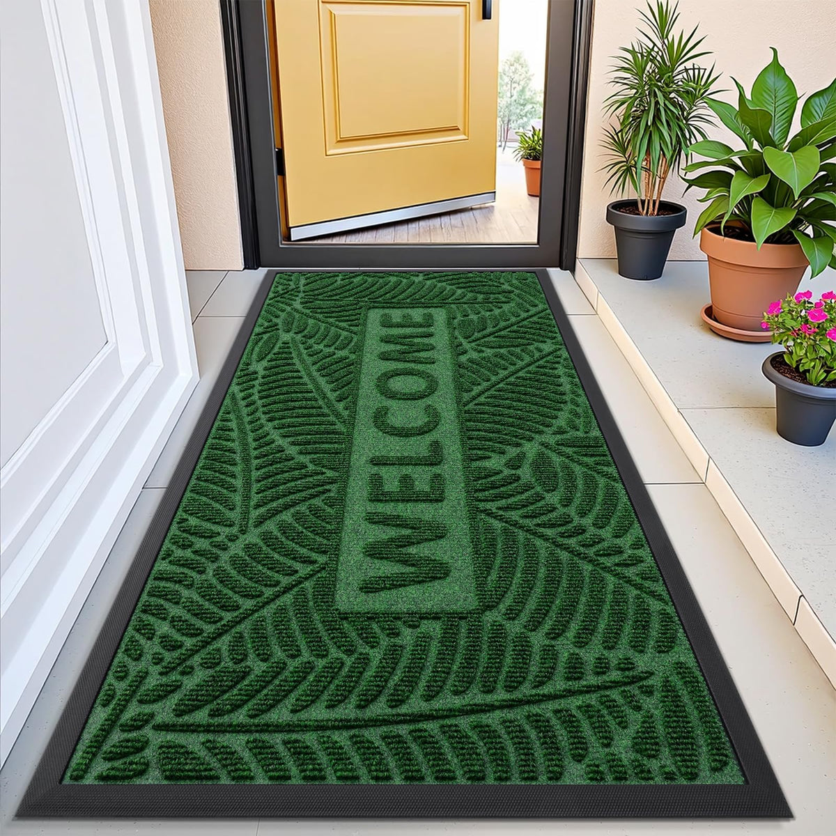 Smiry Welcome Front Door Mat for Outdoor Indoor 29.5x17, All-Season Doormat