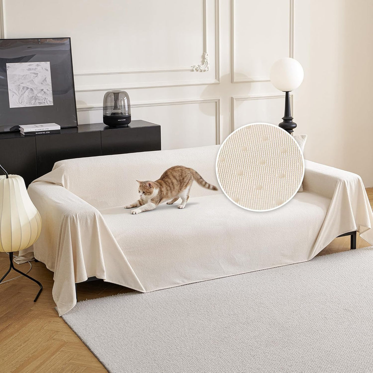 MYSKY HOME Couch Covers for Dogs, Non-Slip Sofa Slipcover, 91"x134", Grey
