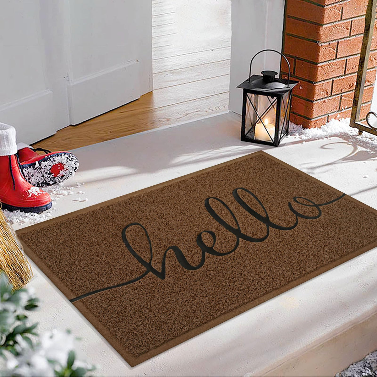 EARTHALL Door Mat Outside Inside Home Doormat, 30"x17.5", Durable Floor Mat Non Slip Mat Ultra Absorb Mud Easy Clean Front Doormat for Garage, Entryway, Patio, High Traffic Areas, Black