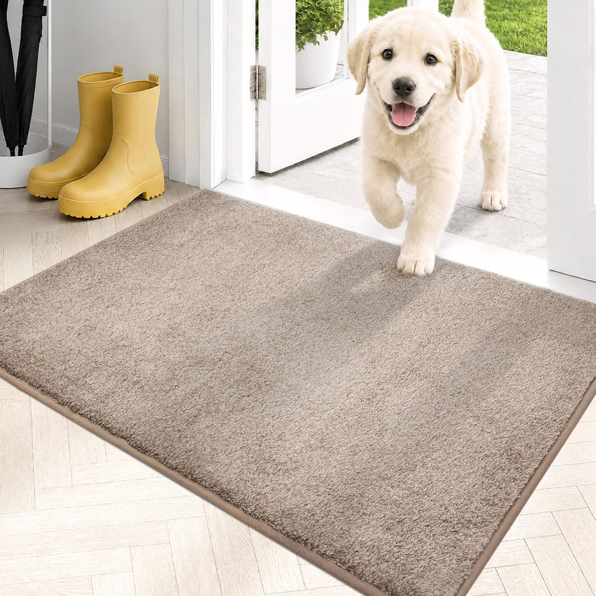 PURRUGS Dirt Trapping Indoor Door Mat, 24" x 35.5", Charcoal