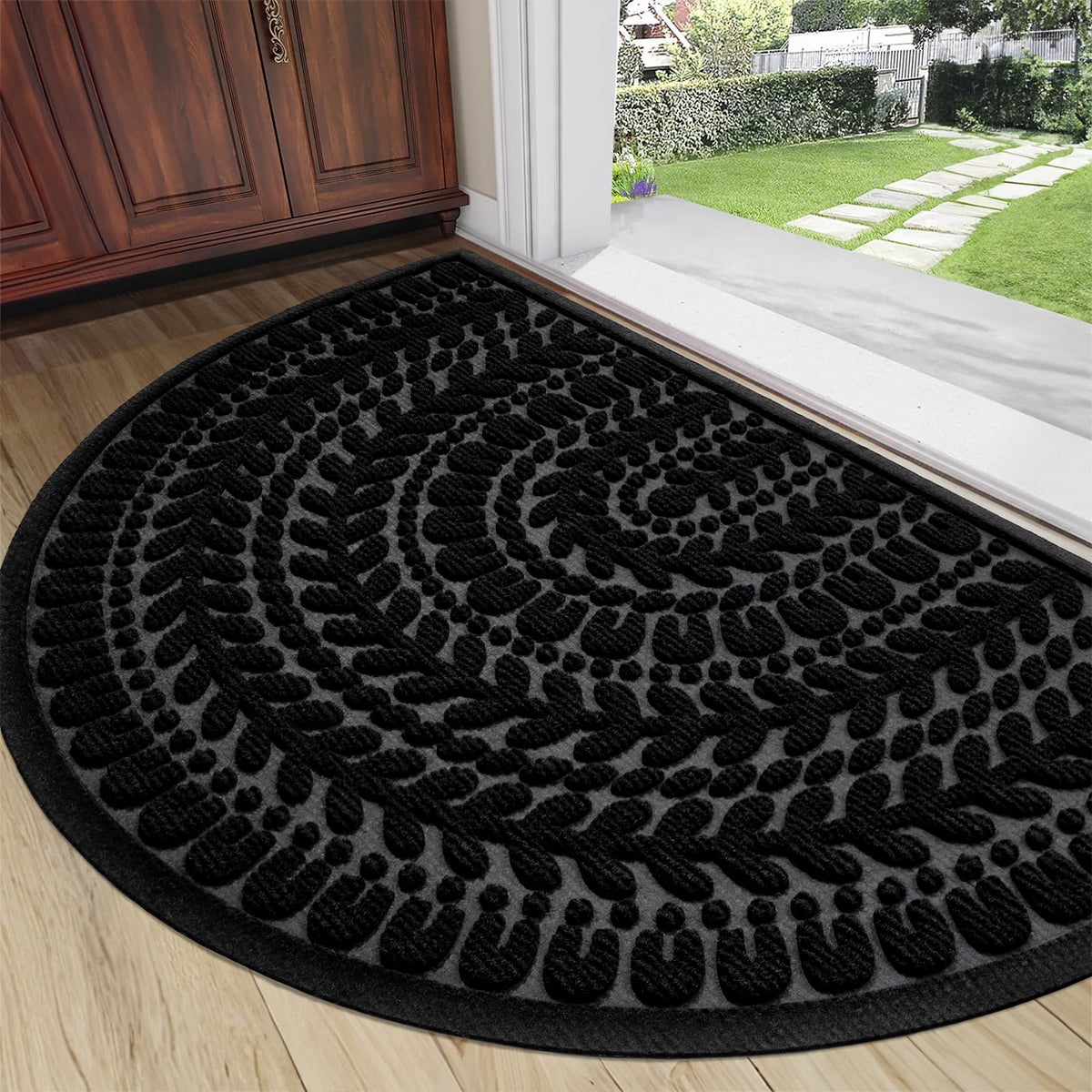 RORA Half Circle Door Mat Front Door Mat Outside Entrance Welcome Mat 17x30