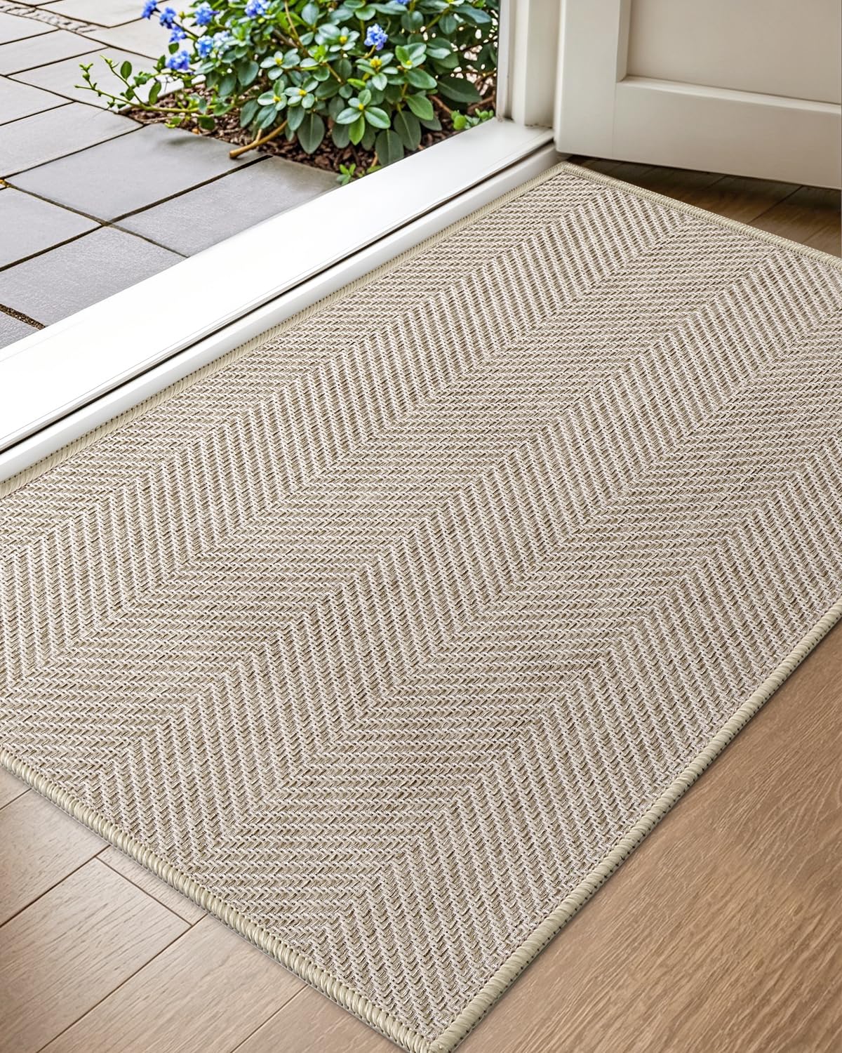 Color&Geometry Ultra Thin Indoor Door Mat 24"x36"Entrance Mat,Charcoal Grey