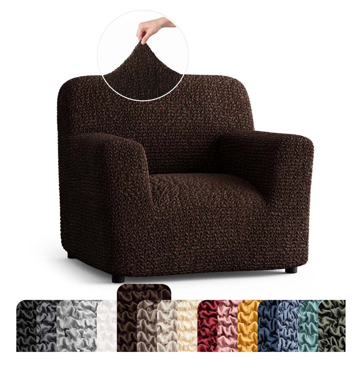 Premium Stretch Couch Covers for Sofa - Sofa Chair Cover Washable, Dogs & Pets Friendly - Elastic Polyester Loveseat Slipcovers - Non-Slip Love Seat Couch Covers - Soft Taupe (86"-120" Wide)