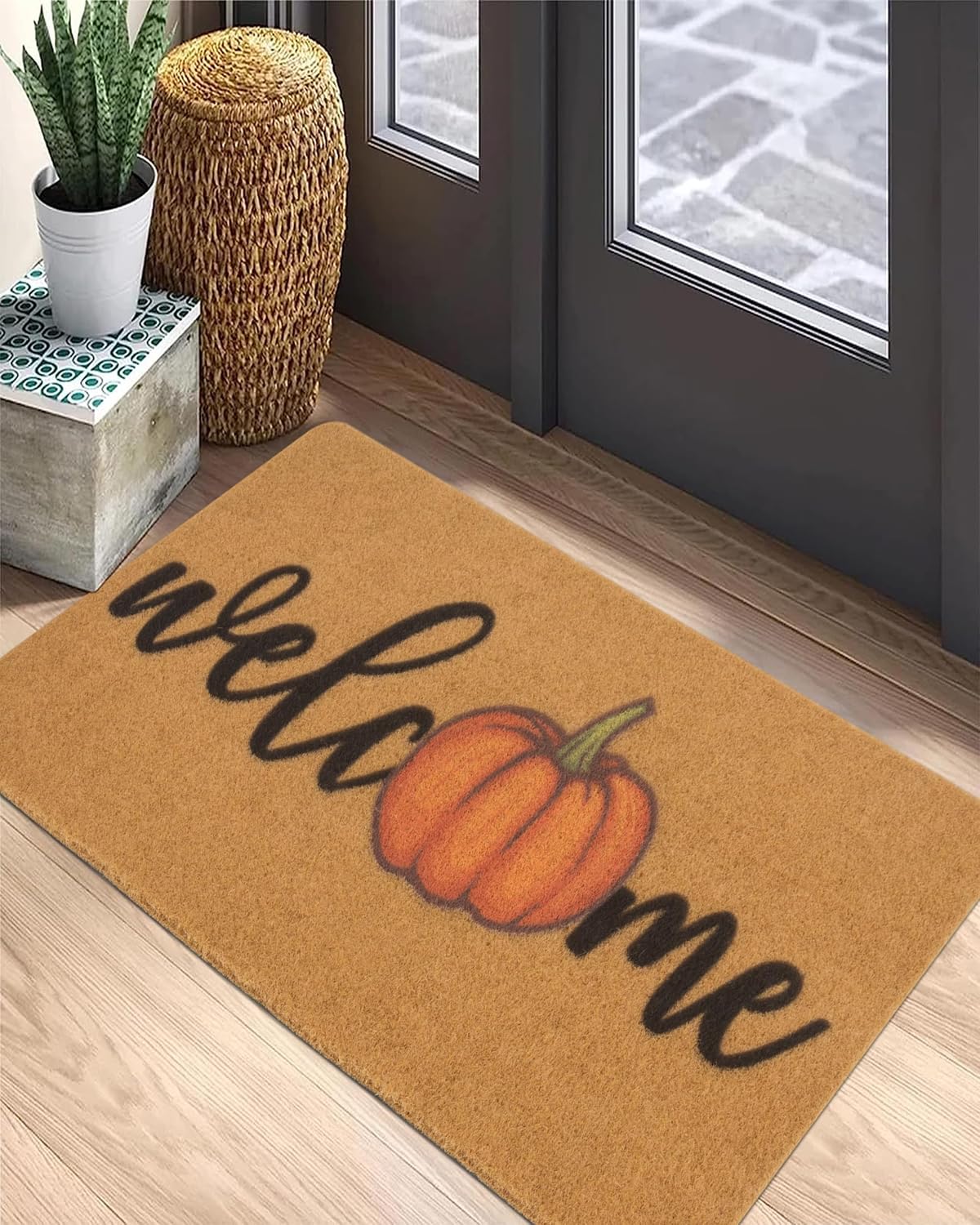 Hello-Pumpkin-Welcome-Doormat Fall-Indoor-Outdoor-Non-Slip-Door-Mat 17"x29"