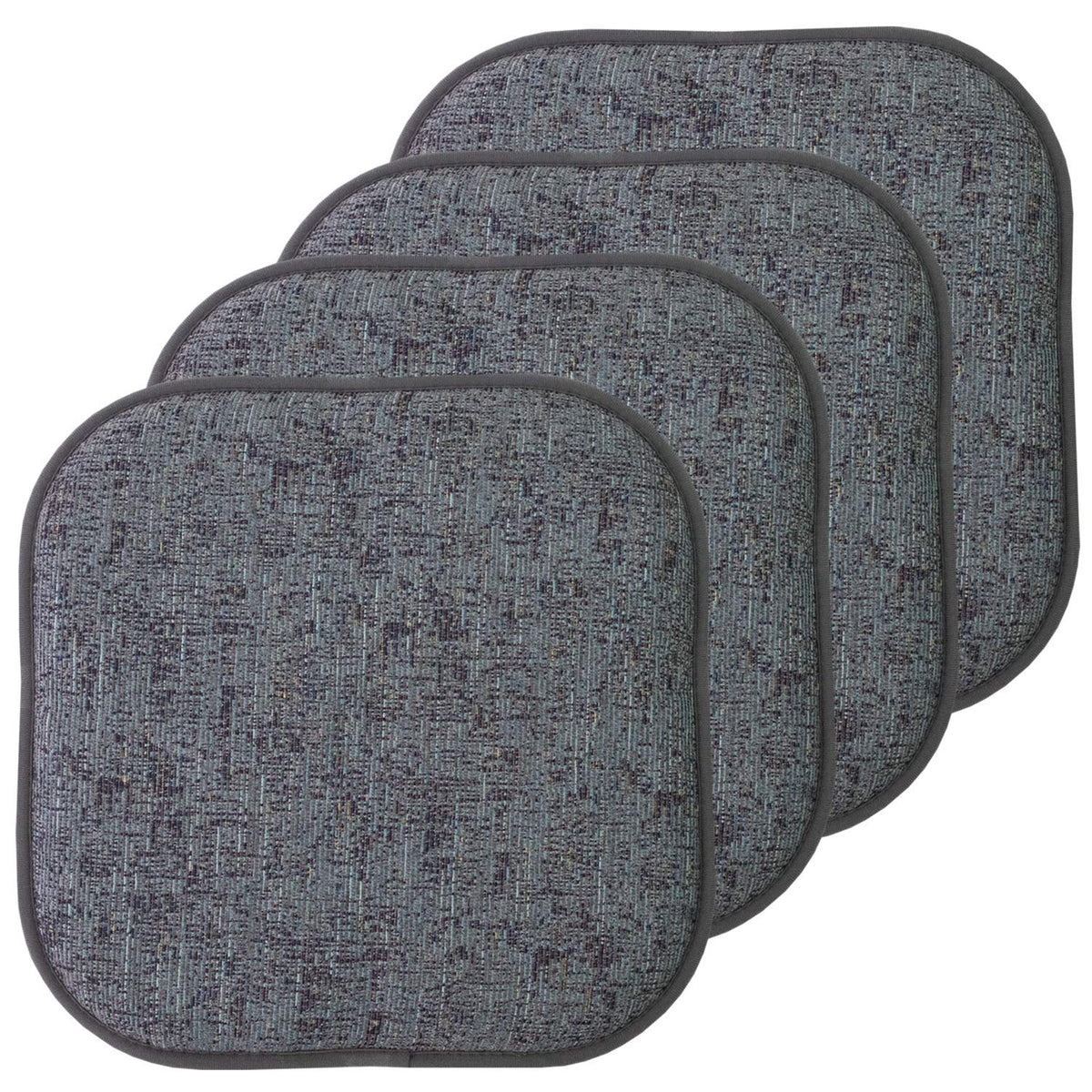 Sweet Home Collection Chair Cushion Memory Foam Pads Honeycomb Pattern Slip Non Skid Rubber Back Rounded Square 16" x 16" Seat Cover, 4 Pack, Alexis Chocolate